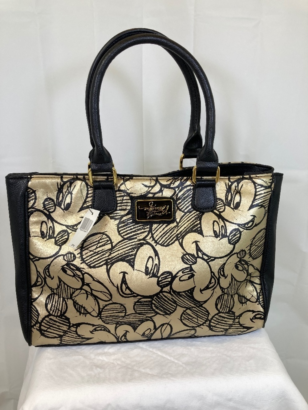 Disney Boutique Mickey and Minnie Mouse Gold Purse Tote Some Flaws NWT Unique